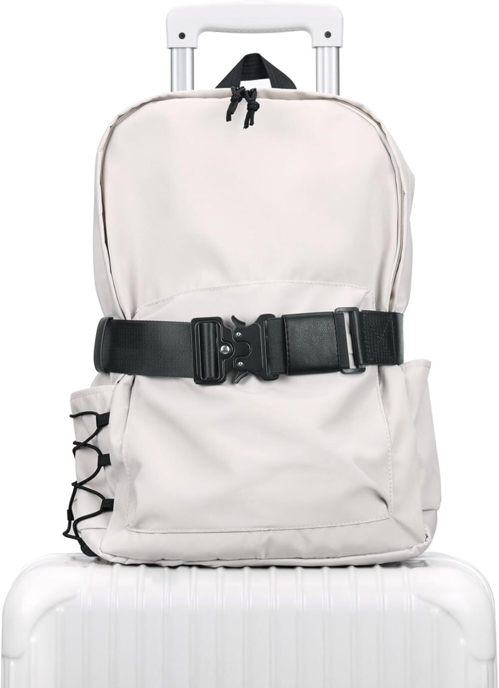 Travel Belt for Luggage Over Handle - Heavy-Duty Adjustable Luaggage Strap for Add a Bag to Carry On Suitcase - Hands-Free for Airport Trip(Storage Bag Included)