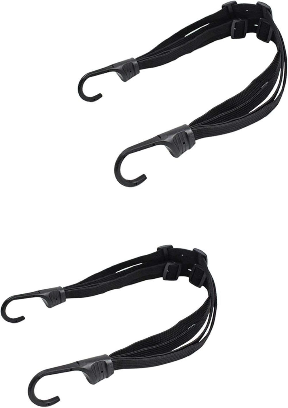 2 Pcs Universal Motorcycle Helmet Luggage Rope 24" Motorcycle Bungee Cord Bandage Retractable Elastic Strap with 2 Hooks (Black)