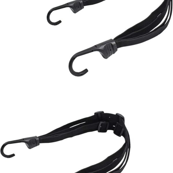 2 Pcs Universal Motorcycle Helmet Luggage Rope 24" Motorcycle Bungee Cord Bandage Retractable Elastic Strap with 2 Hooks (Black)