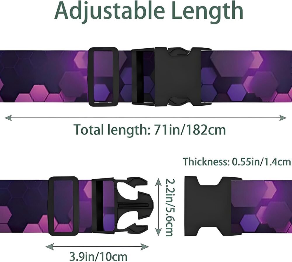 Purple Luggage Straps for Suitcases, Adjustable Luggage Travel Belts to Keep Luggage Security While Travel, Strong Polyester Fabric, Easy-to-Recognize Stylish Design Travel Accessories, 2 Pack - Image 2