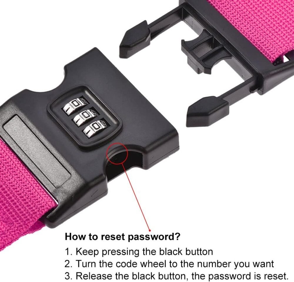 Luggage Straps Suitcase Belts with Buckle, Combination Lock, Adjustable Travel Packing Accessories - Image 2