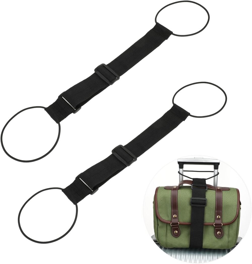 2 Pack Luggage Straps Bungees Luggage Straps for Add a Bag Luggage Lightweight Easy Elastic Wrap Belts Adjustable Travel Bag Bungees for Attaching Extra Bags Purse to Suitcase Handle for Handbag