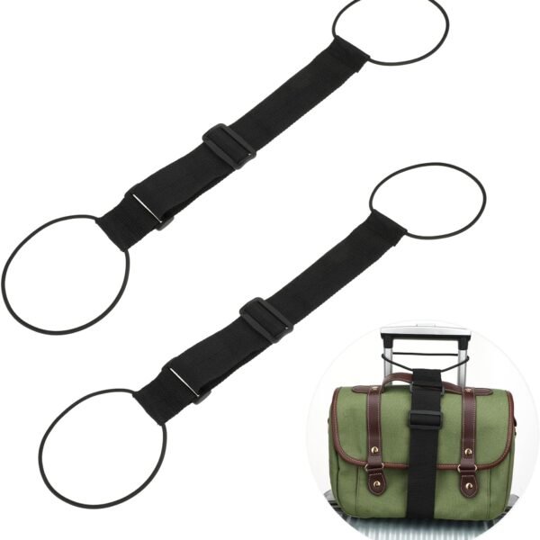 2 Pack Luggage Straps Bungees Luggage Straps for Add a Bag Luggage Lightweight Easy Elastic Wrap Belts Adjustable Travel Bag Bungees for Attaching Extra Bags Purse to Suitcase Handle for Handbag