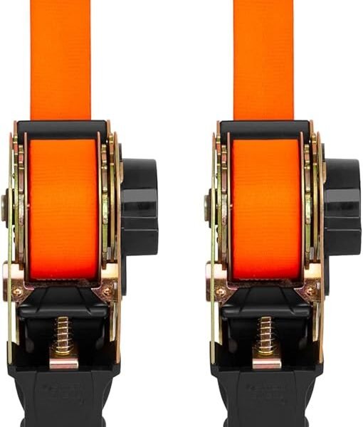 10’ Retractable Ratchet Straps, 2 Pack – 3,000lb Break Strength, 1,000lb Safe Work Load — Haul Motorcycles, Boats, and Appliances with Patented Technology Heavy Duty Ratchet Straps