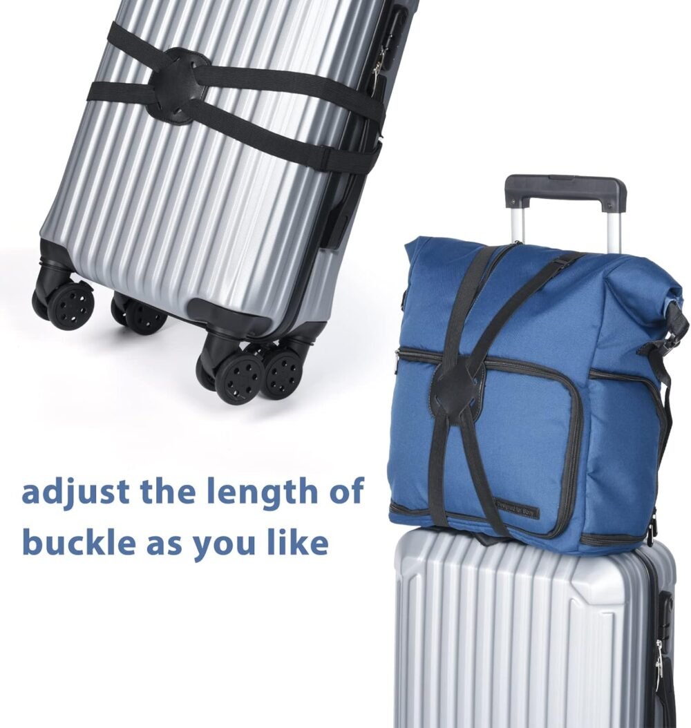 2 Pack Luggage Straps Bungees,Adjustable Suitcase Carry on Bag Handle Portable Tourister Travel Straps Belt Elastic Airport Travel Accessories with Buckles for Baggage Handbag - Image 2
