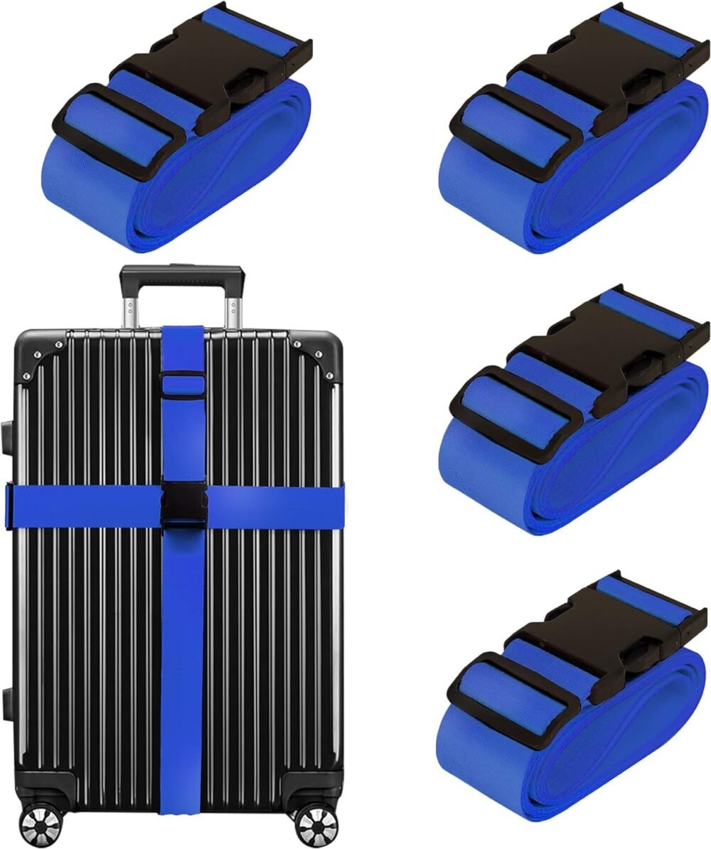 Luggage Straps for Suitcases  Approved Travel Belt 4 Pack by  (Blue)