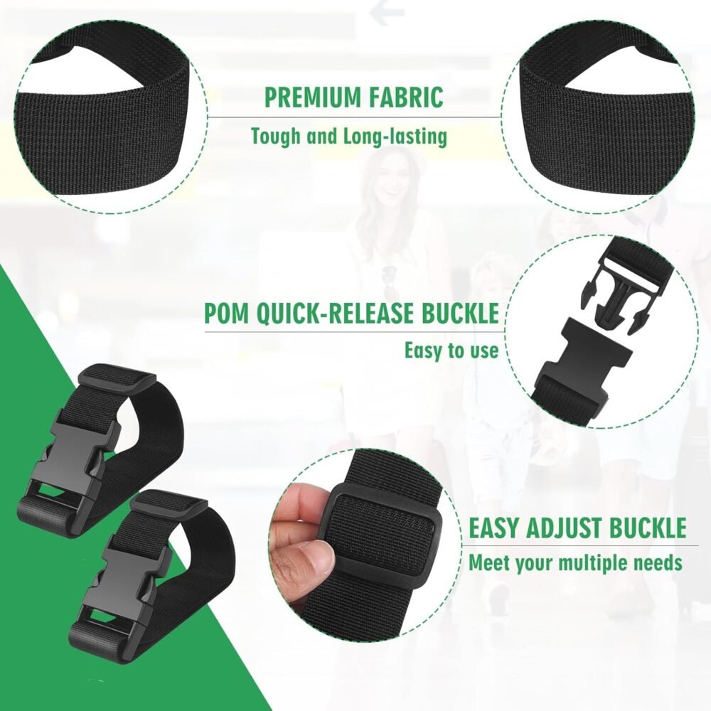 2PCS 22 inch Add a Bag Luggage Straps for Suitcase, Adjustable Suitcase Strap, Travel Accessories Travel Attachment for Connecting Two Suitcases or Smaller Packages Together -Black - Image 2