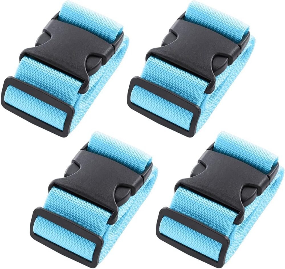 4pcs 74″×2″Luggage Straps for Suitcases,Adjustable Suitcase Straps and Heavy Duty Strap Buckle Packing Straps Travel Accessories,Blue - Image 2
