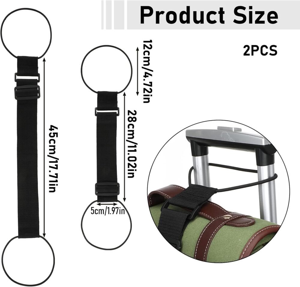 2 Pack Luggage Straps Bungees Luggage Straps for Add a Bag Luggage Lightweight Easy Elastic Wrap Belts Adjustable Travel Bag Bungees for Attaching Extra Bags Purse to Suitcase Handle for Handbag - Image 2