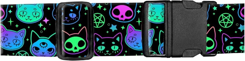 Luggage Straps for Suitcases, Adjustable Travel Belt, Durable Wide Luggage Strap, Cute Suitcase Strap Identifiers with Buckle, Bag Straps for Luggage, Cute Purple Cats