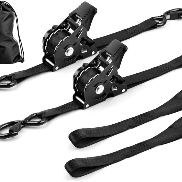 Retractable Ratchet Strap Heavy Duty 2 Pack 10 FT 1800 LB Break Strength Ratchet Tie Down with Safety Lock S Hooks and Soft Loop Tie Down.