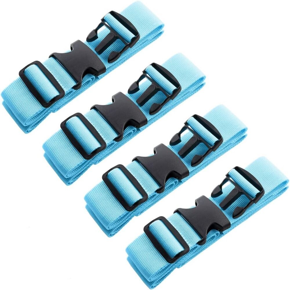 4pcs 74″×2″Luggage Straps for Suitcases,Adjustable Suitcase Straps and Heavy Duty Strap Buckle Packing Straps Travel Accessories,Blue