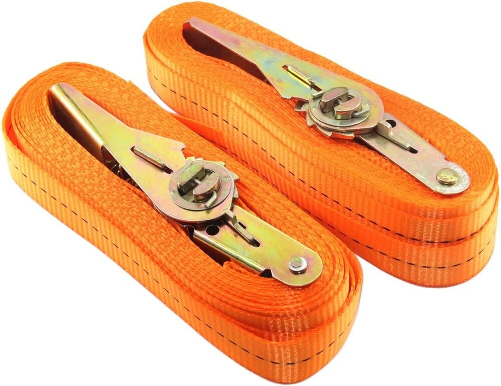 Ratchet Tie Down Strap Retractable, Heavy Duty Ratcheting Cargo Lashing Straps 3M Long 25MM Width 800kg Loading, Adjustable Tension Belts for Carrying Bag Luggage Bulky Objects for Car Motorcycle