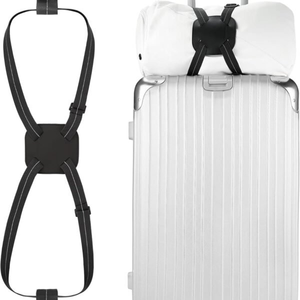 Luggage Bungee Strap - Adjustable Elastic Luggage Straps with Buckle for Attaching Roller Bags, Black Luggage Strap for Suitcases Handle Carry On Add Bag, Backpack, Purse, Rolling Bag, Handbag