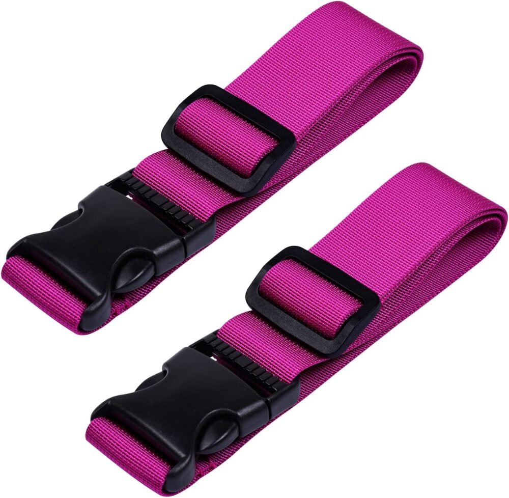 2 Pcs Add a Bag Luggage Strap, Heavy Duty Adjustable Suitcase Belt Travel Attachment Travel Accessories for Connecting Your Luggage - Purple, 31 Inch