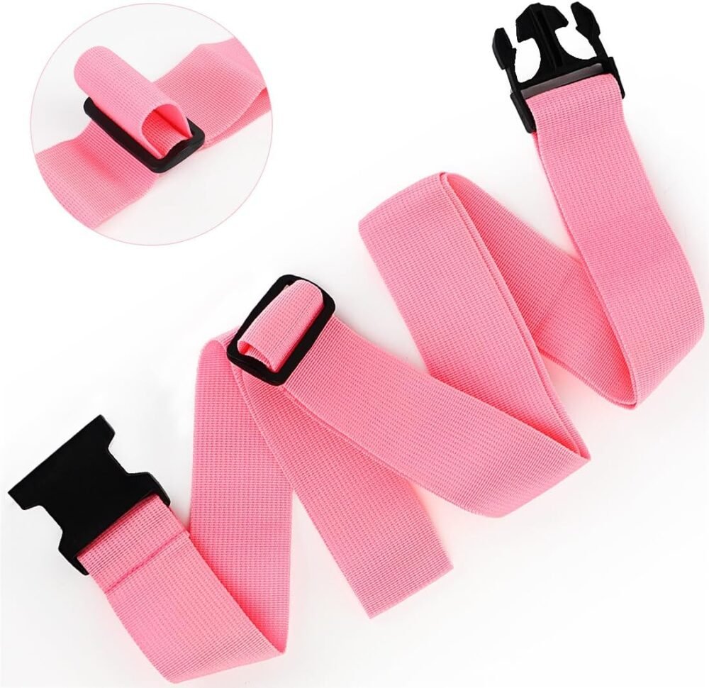 2Pack Luggage Straps for Suitcases, Travel Connector for Carry On Bag, Add A Bag to Connect Two Suitcases, Adjustable Belt Attachment Accessories for Connect Your 3 Luggages, Pink - Image 2