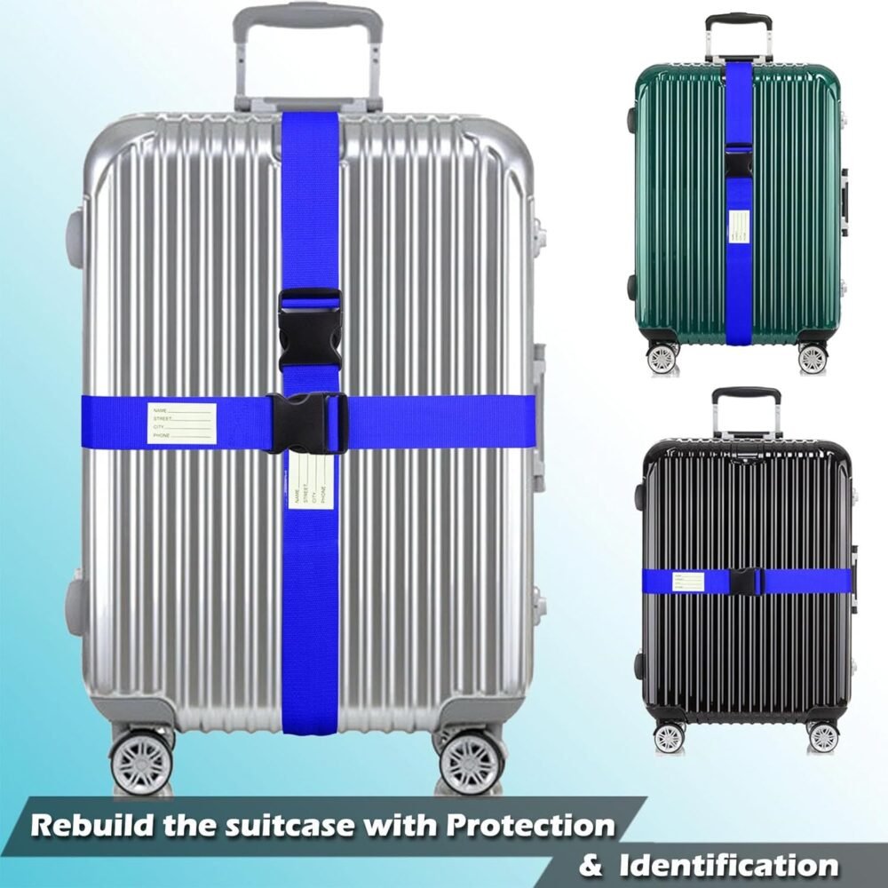 Ultra Long Heavy Duty Luggage Straps for Suitcases/Uprights/Duffels/Bags, 79" Adjustable Travel Packing Belts for Cargo Safety, Sturdy Baggage Strap Belts Multi-Pack - Image 2