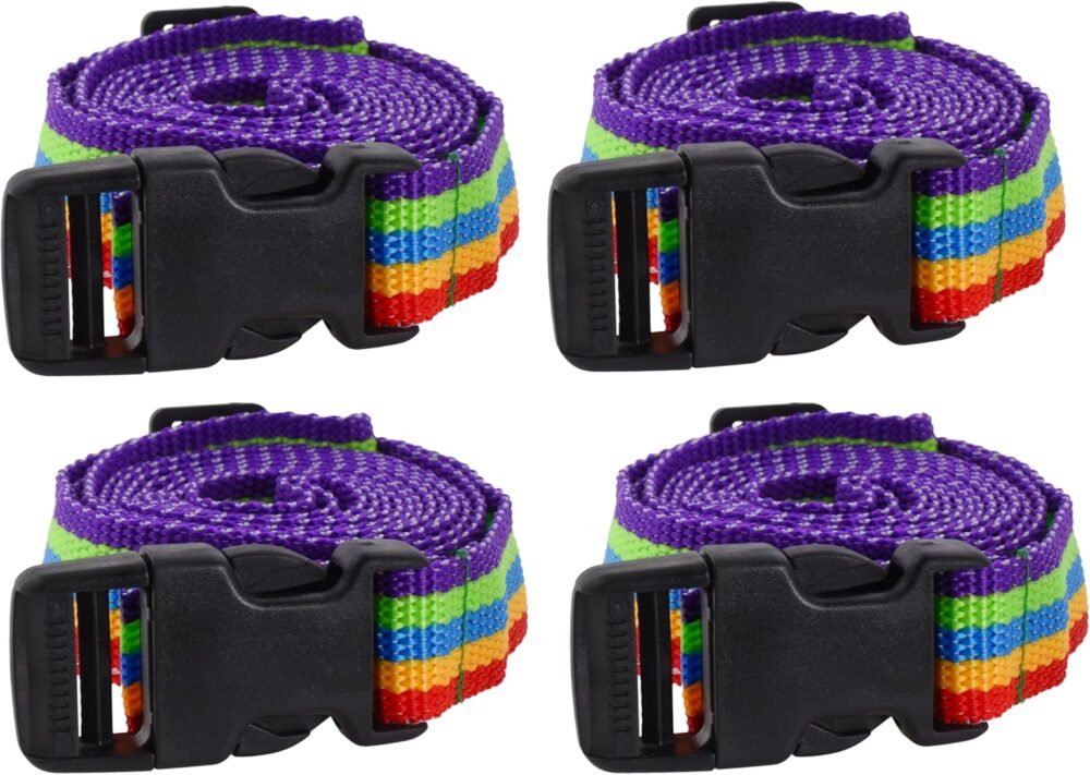 Rainbow Luggage Straps for Suitcases - Quick Release Bag Buckle Straps Adjustable Packing Straps - 1.5 Inches Luggage Belt Utility Strap Nylon Travel Strap