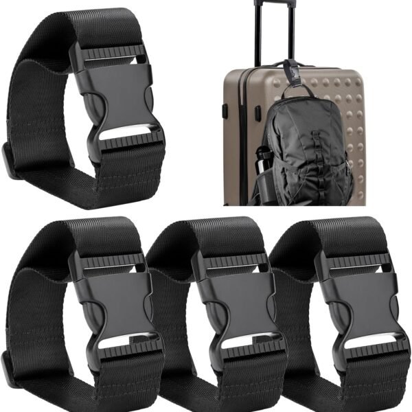 Frienda Add a Bag Luggage Strap Adjustable Suitcase Belt Straps Accessories for Connecting Luggage (Black-4 Pieces)