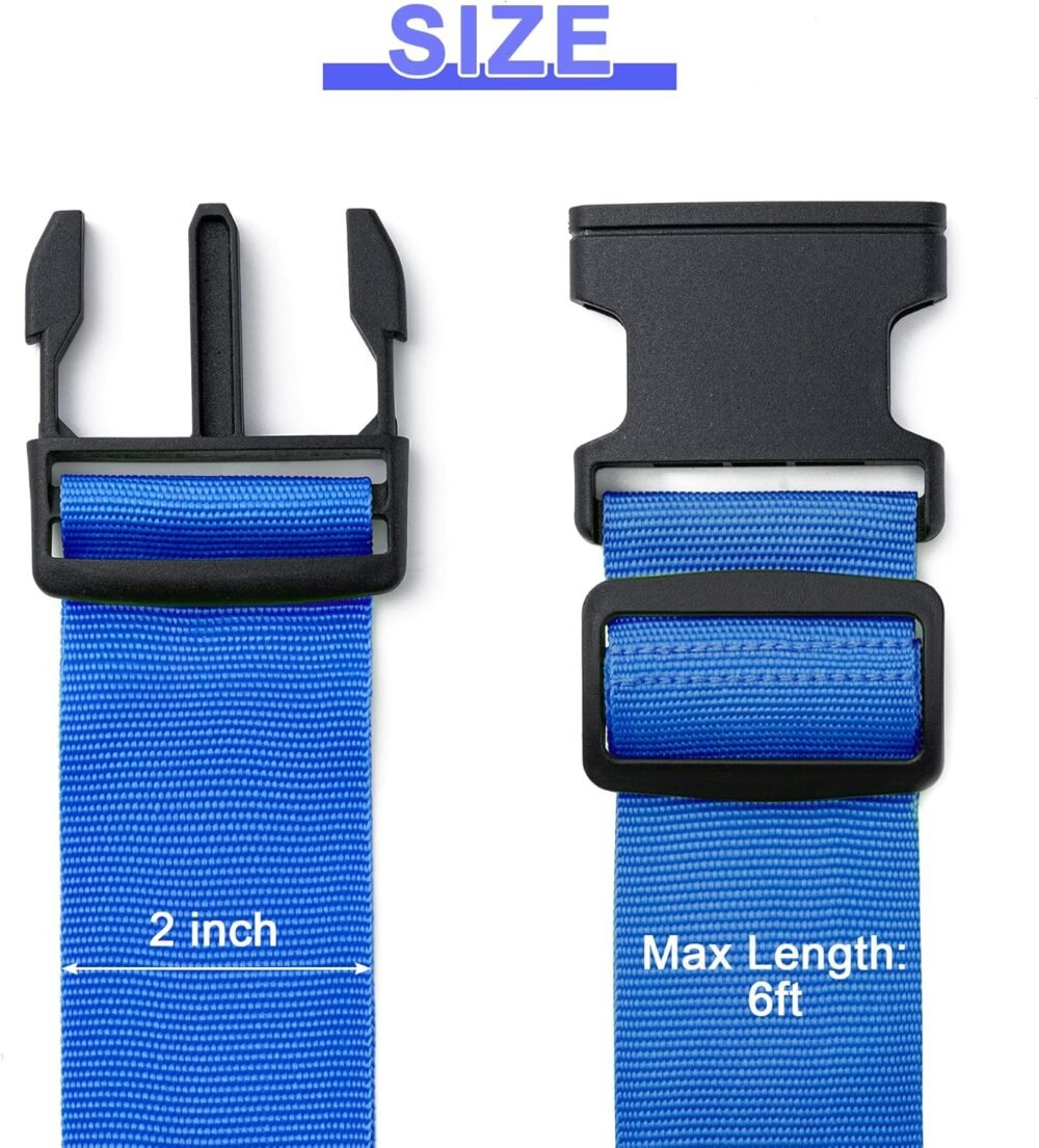 Luggage Straps for Suitcases 4 Pack,  Approved Travel Essentials, Luggage Strap for Travel Suitcase & Bag Closure and for Easy Identification, Travel Accessories for Safety & Convenience (Blue) - Image 2