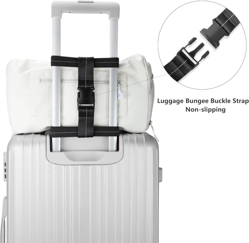 Luggage Bungee Strap - Adjustable Elastic Luggage Straps with Buckle for Attaching Roller Bags, Black Luggage Strap for Suitcases Handle Carry On Add Bag, Backpack, Purse, Rolling Bag, Handbag - Image 2
