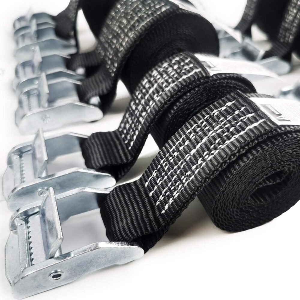 1500 lbs 1" x 2' Tie Down Straps, 2 Pack Adjustable Lashing Straps Ratchet Straps Heavy Duty Ratchet Tie Down Straps Cargo Straps with Cam Buckle Suitable for Carrying Various Cargo or Luggage - Image 2