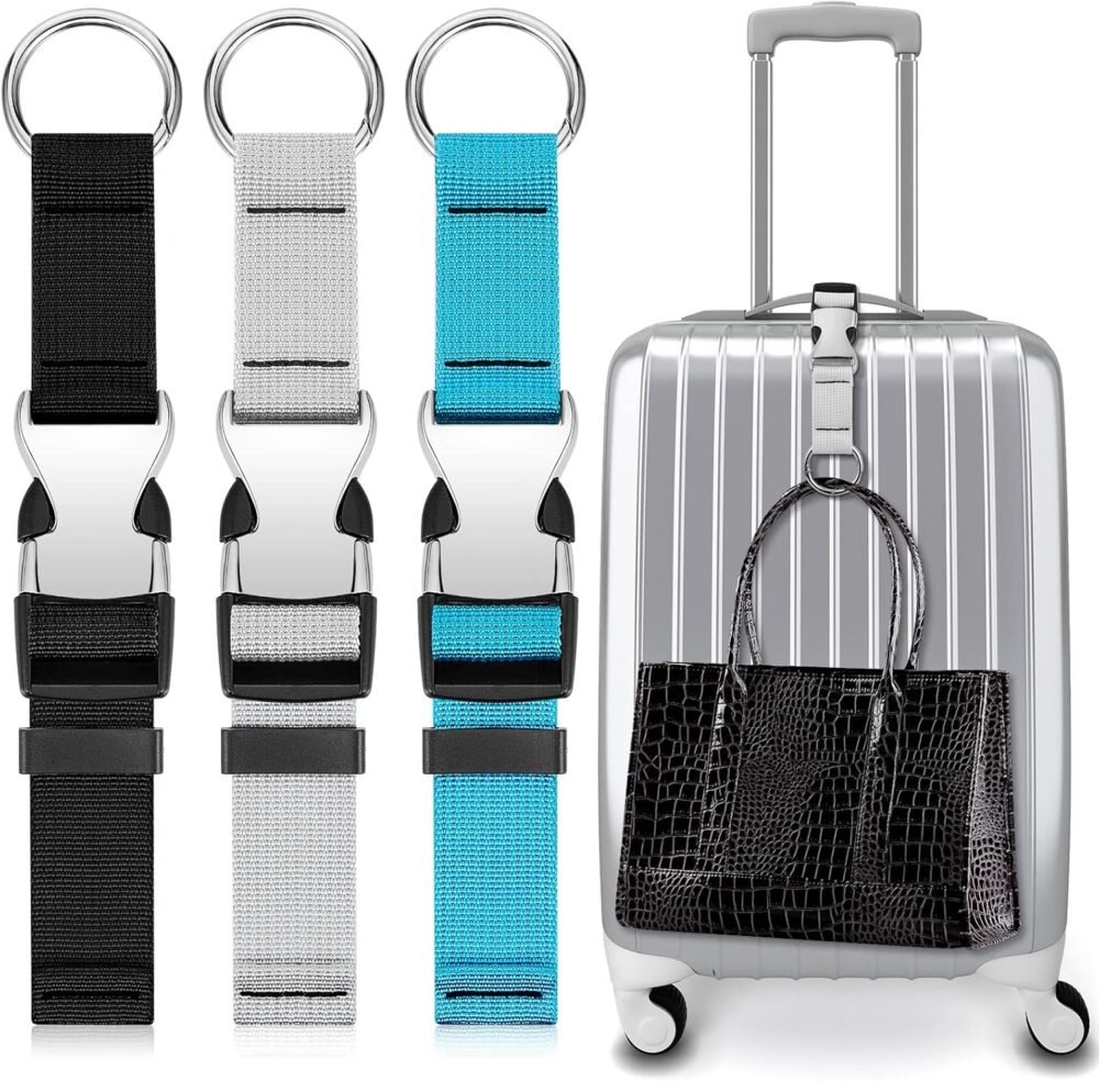 3 Pcs Add a Bag Luggage Straps Gripper Heavy Duty Jacket Valises Strap for Travel Belt with Buckle Adjustable Baggage(Black, Blue and Grey)
